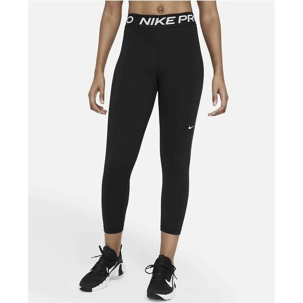 Nike Pro Women's 365 Mid-Rise Cropped Mesh Panel Leggings Black CZ9803 Xsmall